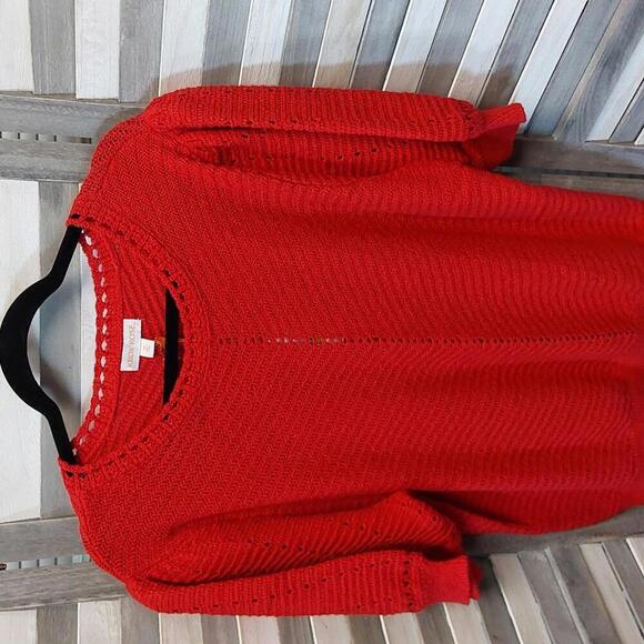 Chic Red Knit Sweater with Puff Sleeves | Knox Rose | 2X - Picture 1 of 9